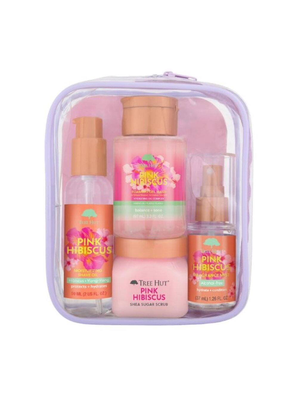 Tree Hut Hibiscus Everything Shower Gift Set, 4 Piece Kit, Travel Size